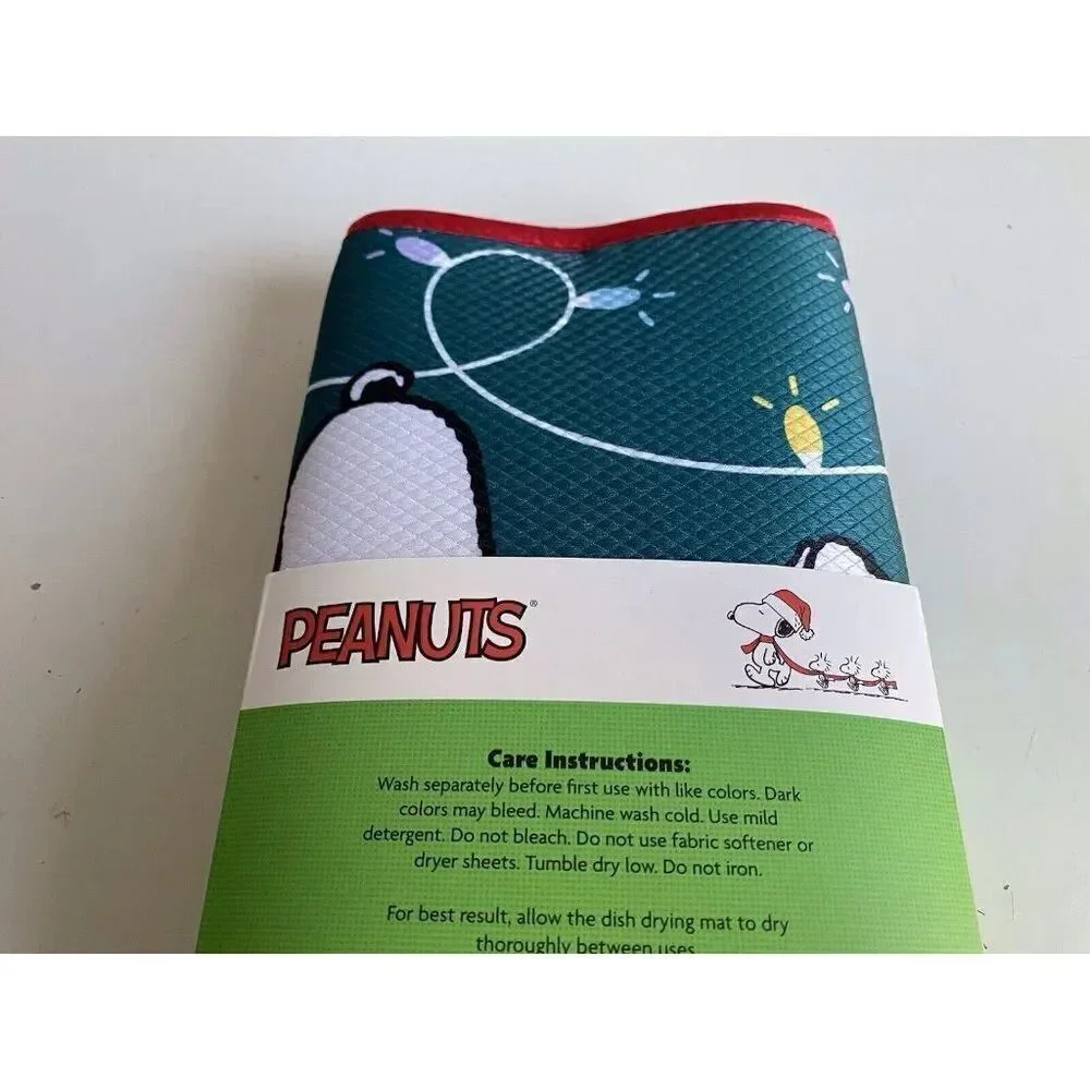 2 Pack Peanuts Snoopy Holidays Dish Drying Mat Dog‎ House Christmas Lights NEW